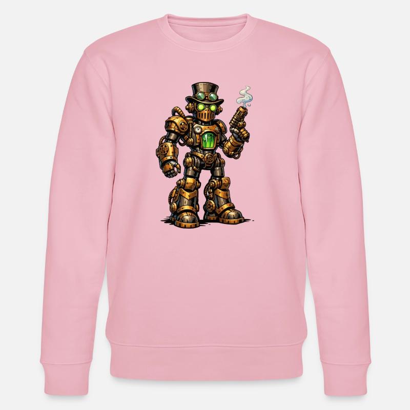 Steampunk Robo mit grünem Kern - Stanley/Stella Unisex Bio-Sweatshirt CHANGER  - Hellrosa