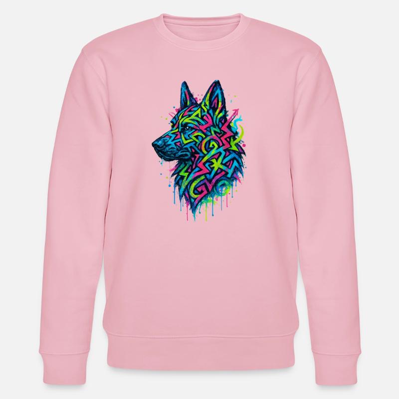 Deutscher Schäferhund-Pop-Art, buntes Hundeeichhörnchen - Stanley/Stella Unisex Bio-Sweatshirt CHANGER  - Hellrosa