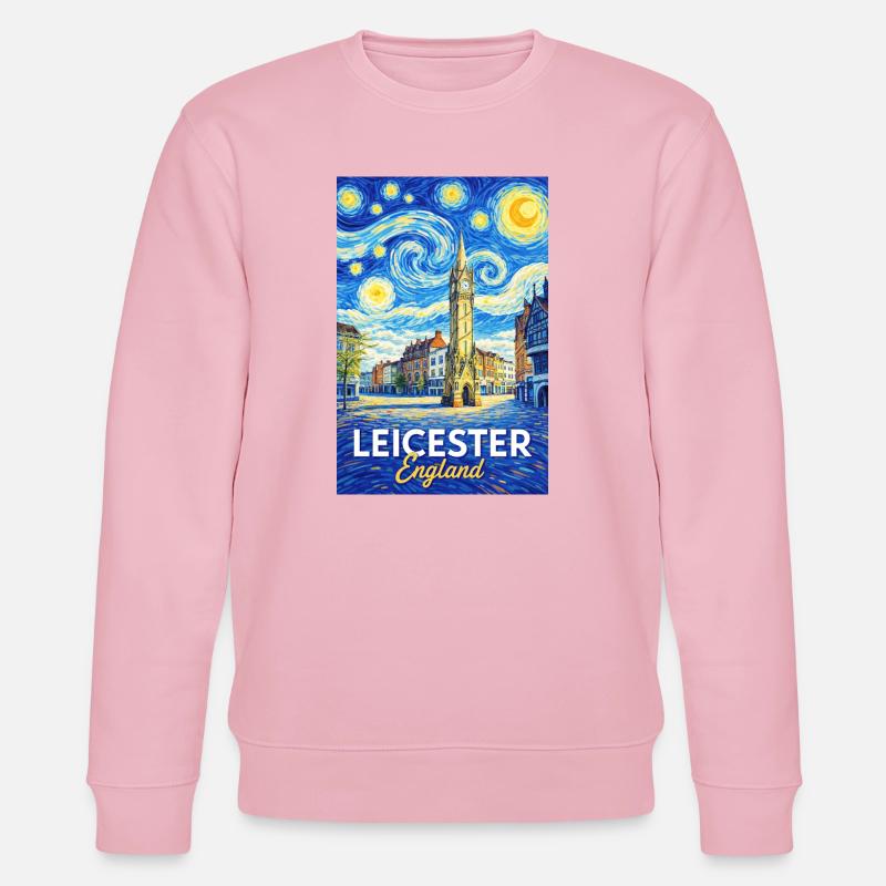 Leicester England im Van-Gogh-Stil - Stanley/Stella Unisex Bio-Sweatshirt CHANGER  - Hellrosa