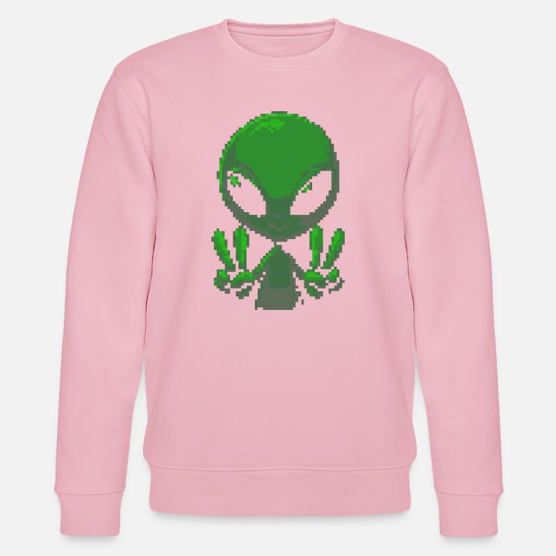 Pixel grünes Alien-Friedenszeichen - Stanley/Stella Unisex Bio-Sweatshirt CHANGER  - Hellrosa