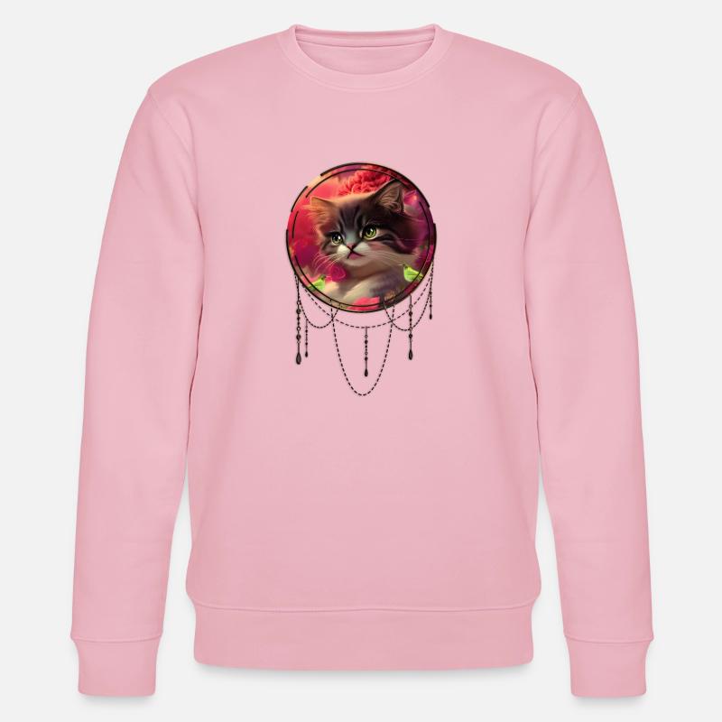 Chaton mignon avec des oiseaux - Sweat bio CHANGER Stanley/Stella Unisexe - rose pâle