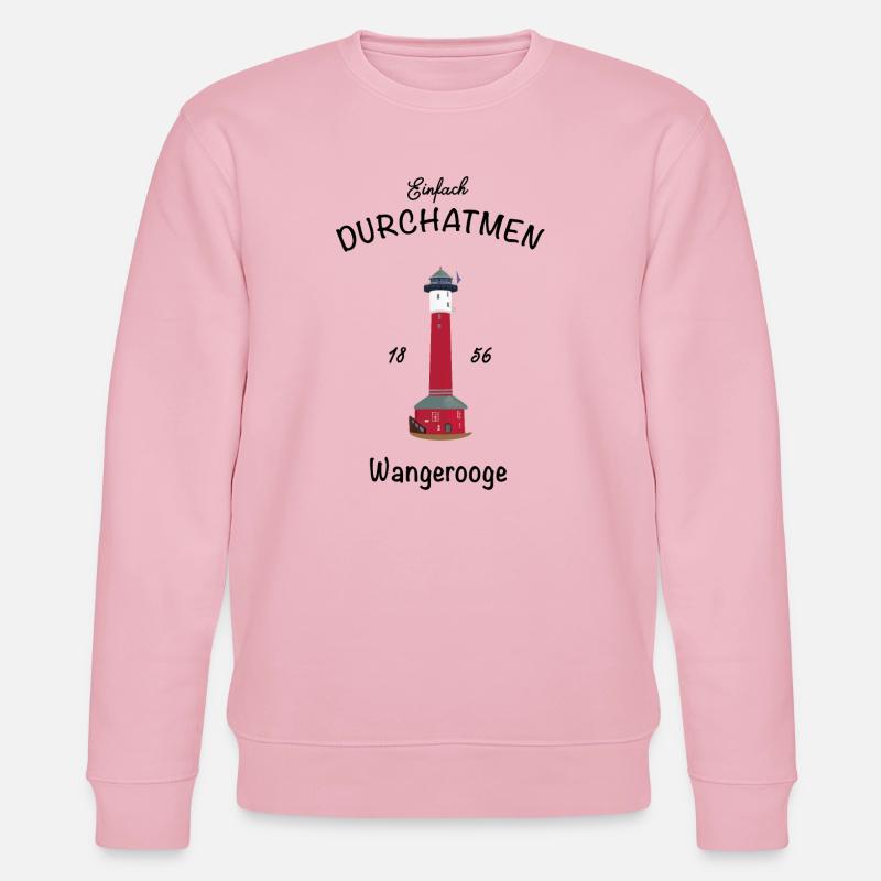 Wangerooge, Einfach Durchatmen, alter Leuchtturm - Stanley/Stella Unisex Bio-Sweatshirt CHANGER  - Hellrosa