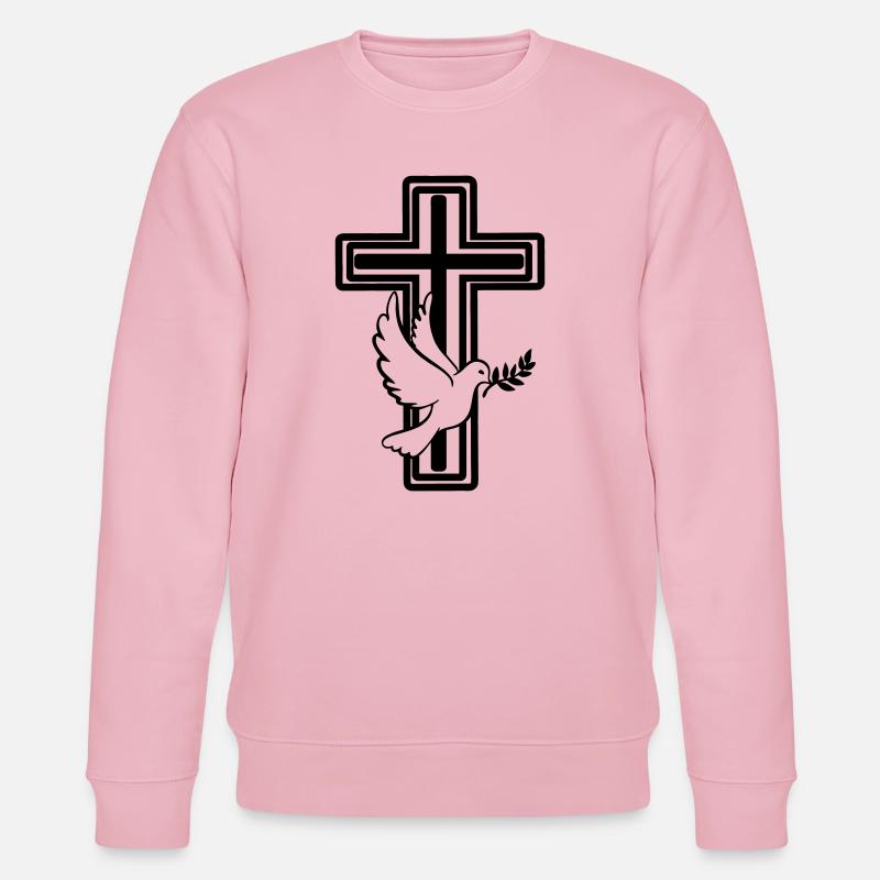 Kreuz mit Taube - Stanley/Stella Unisex Bio-Sweatshirt CHANGER  - Hellrosa