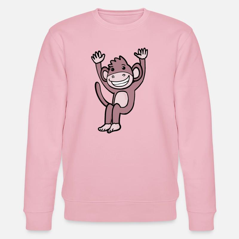 Cute laughing monkey - Stanley/Stella CHANGER Unisex Organic Sweatshirt - cotton pink