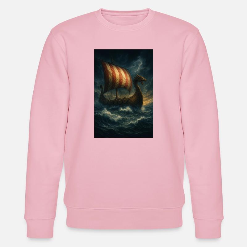 Wikinger-Schiff im Sturm - Stanley/Stella Unisex Bio-Sweatshirt CHANGER - Hellrosa