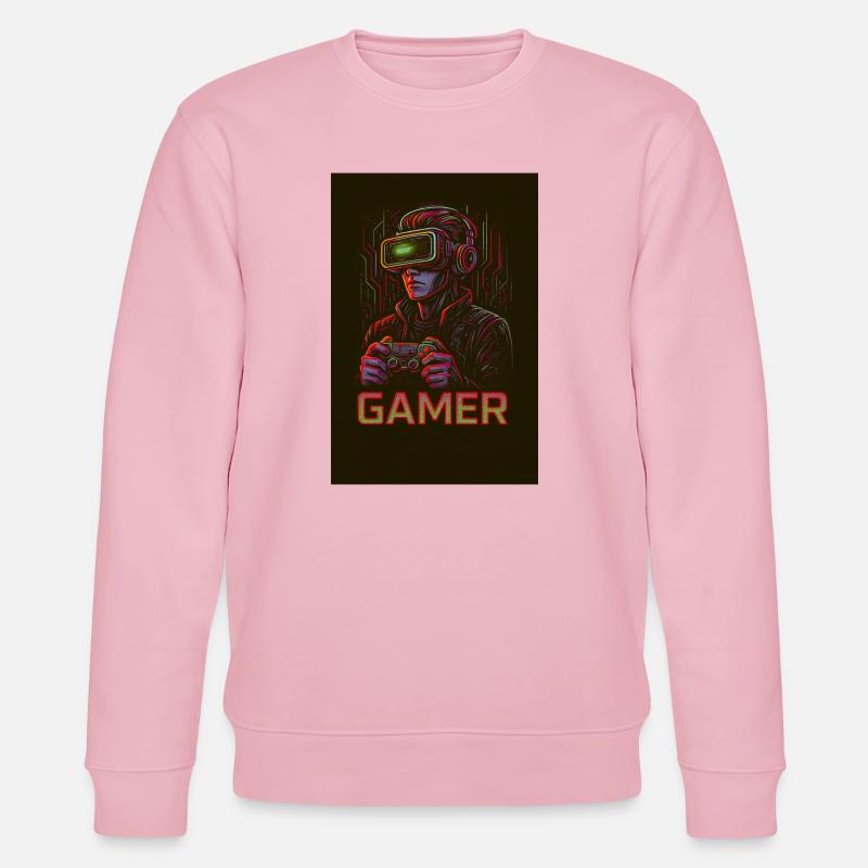 Neon Gamer Virtual Reality Bild - Stanley/Stella Unisex Bio-Sweatshirt CHANGER  - Hellrosa