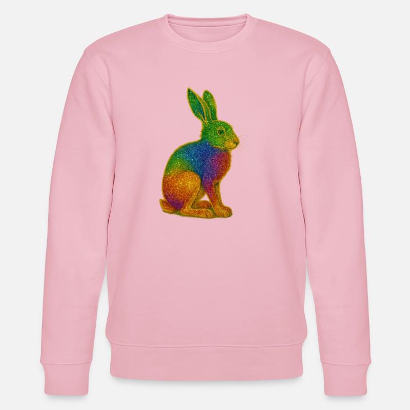 Regenbogen Hase mit Glitzereffekt - Stanley/Stella Unisex Bio-Sweatshirt CHANGER  - Hellrosa