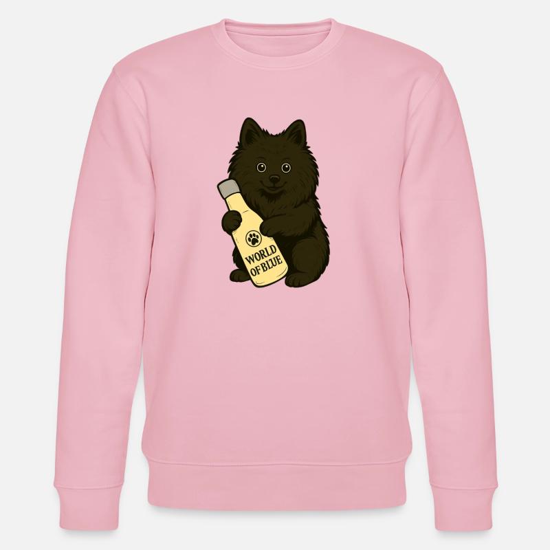 Spitz mignon (chien) avec bouteille - Sweat bio CHANGER Stanley/Stella Unisexe - rose pâle