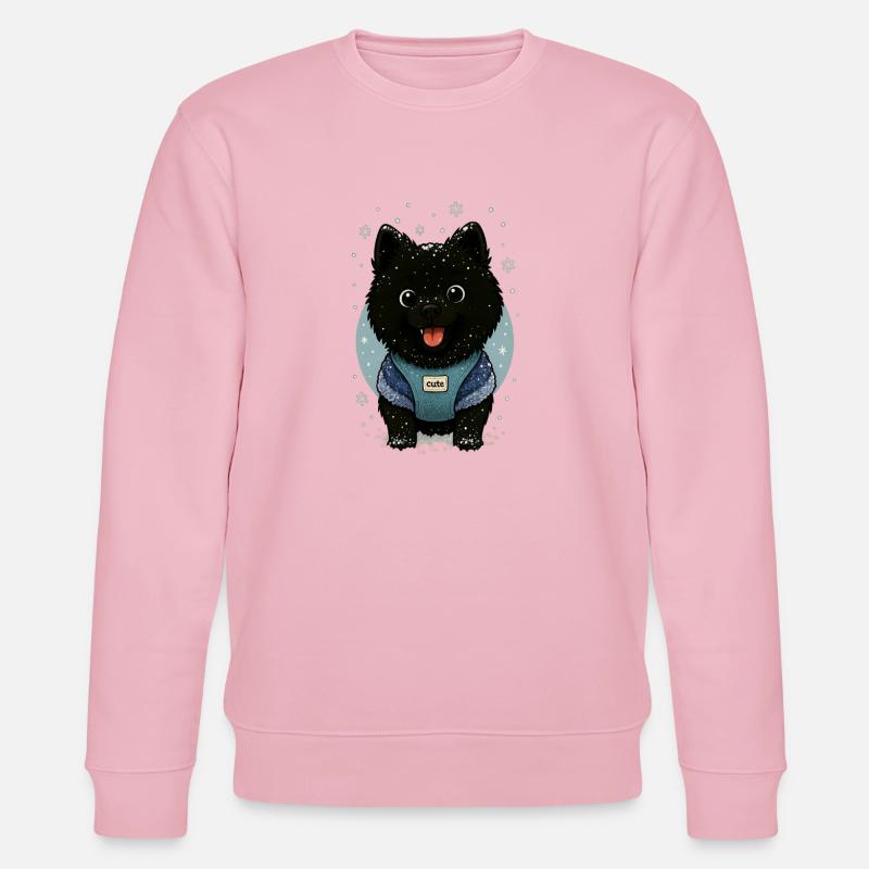 Süßer Spitz Karikatur mit Schnee - Stanley/Stella Unisex Bio-Sweatshirt CHANGER  - Hellrosa