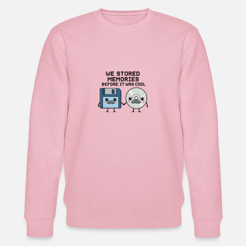 Kawaii Oldschool Tech – Diskette & CD Cartoon - Stanley/Stella Unisex Bio-Sweatshirt CHANGER - Hellrosa