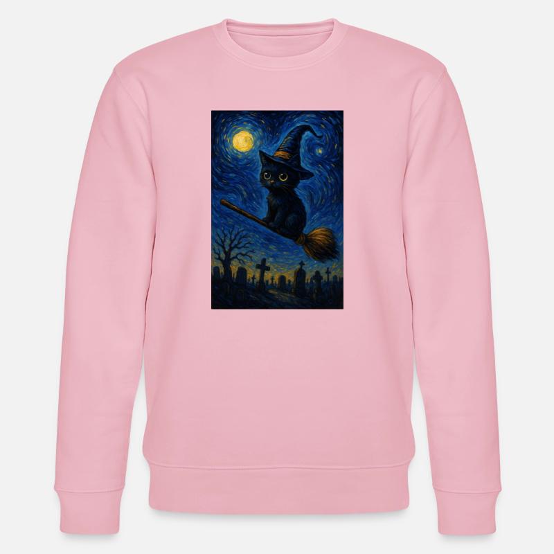Halloween süße Katze Starry Night - Stanley/Stella Unisex Bio-Sweatshirt CHANGER  - Hellrosa