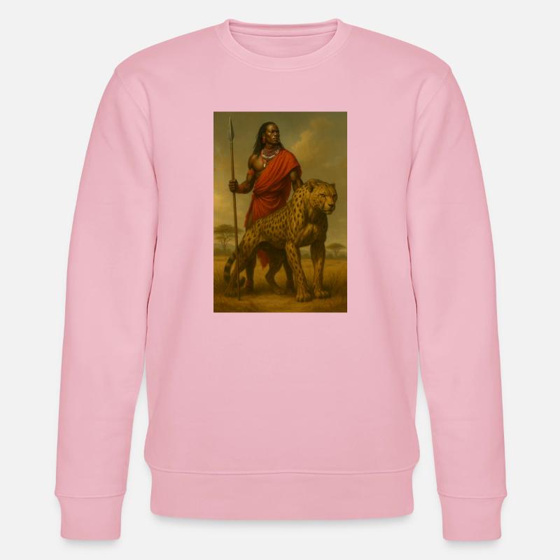 Guerrier Tribal avec Guépard – Illustration Épique - Sweat bio CHANGER Stanley/Stella Unisexe - rose pâle