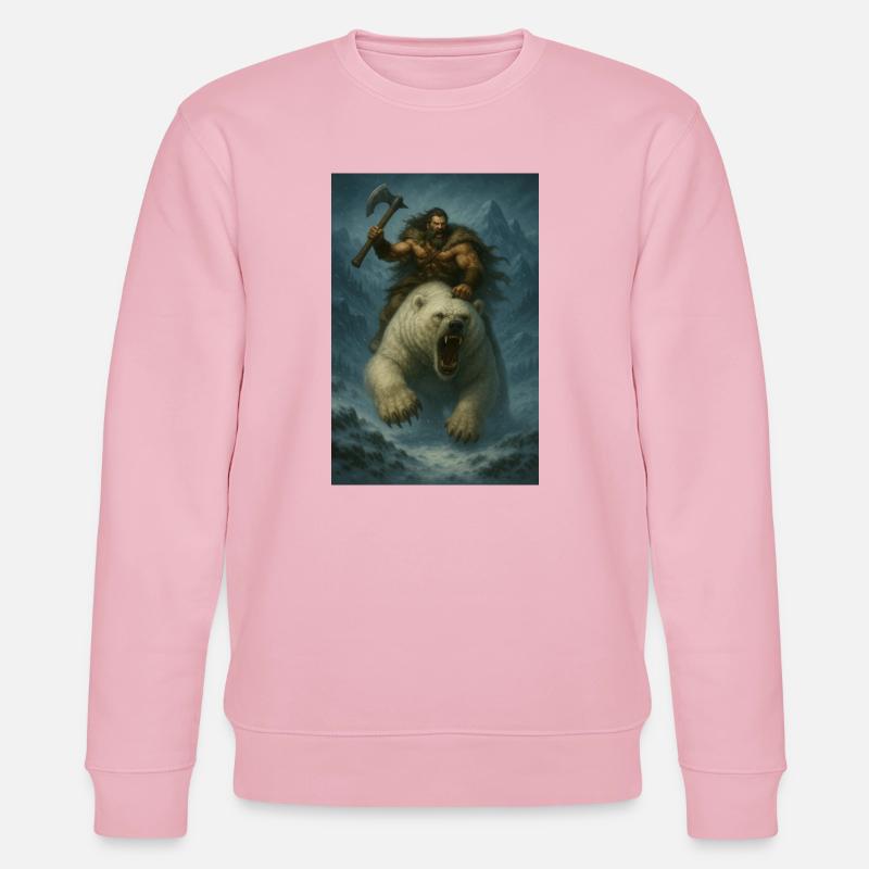 Wikingerkrieger auf Eisbär – Fa-Illustration - Stanley/Stella Unisex Bio-Sweatshirt CHANGER  - Hellrosa