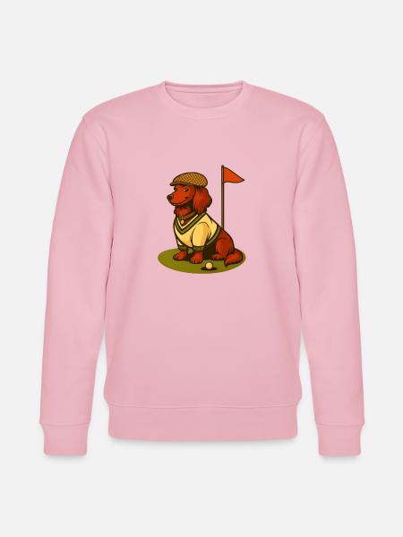 Golf Dackel im Retro-Outfit mit Fahne. - Stanley/Stella Unisex Bio-Sweatshirt CHANGER  - Hellrosa