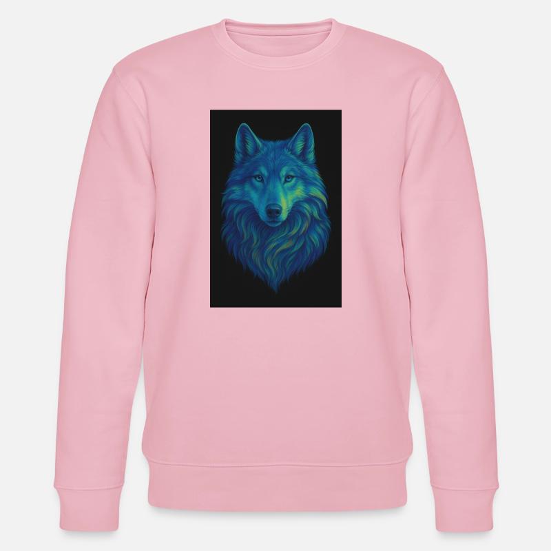 Neonwolf Farbiges Wolfporträt - Stanley/Stella Unisex Bio-Sweatshirt CHANGER - Hellrosa
