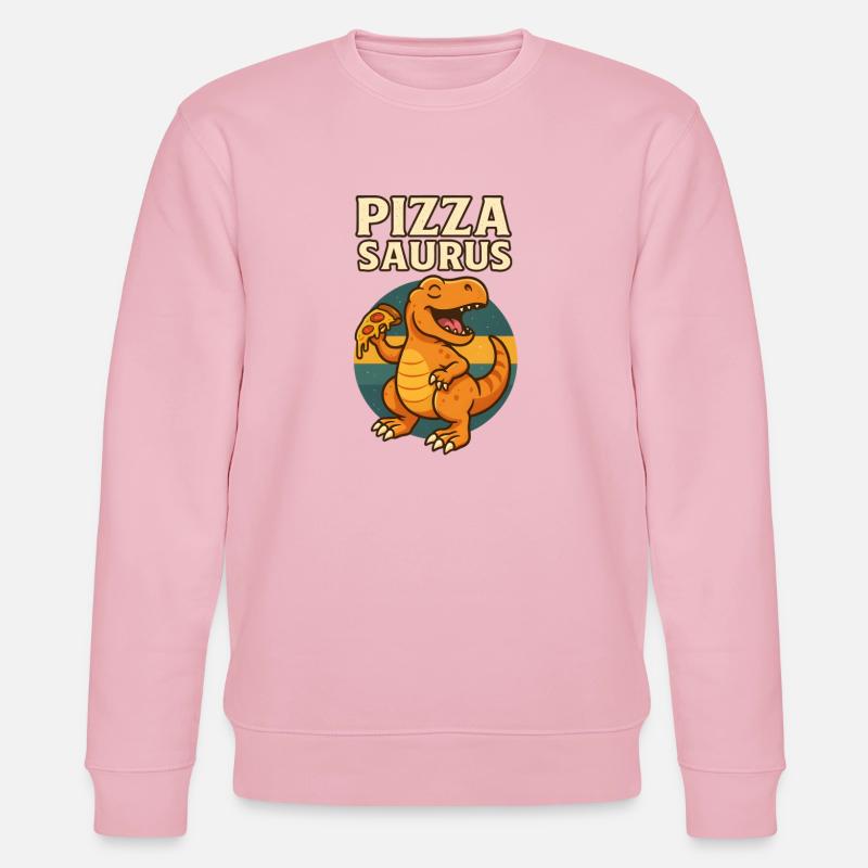 Pizza Saurus Dino avec pizza - Sweat bio CHANGER Stanley/Stella Unisexe - rose pâle