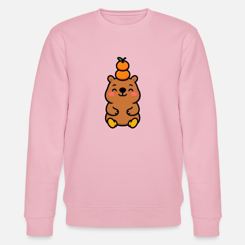 Capybara avec mandarine sur la tête - Sweat bio CHANGER Stanley/Stella Unisexe - rose pâle