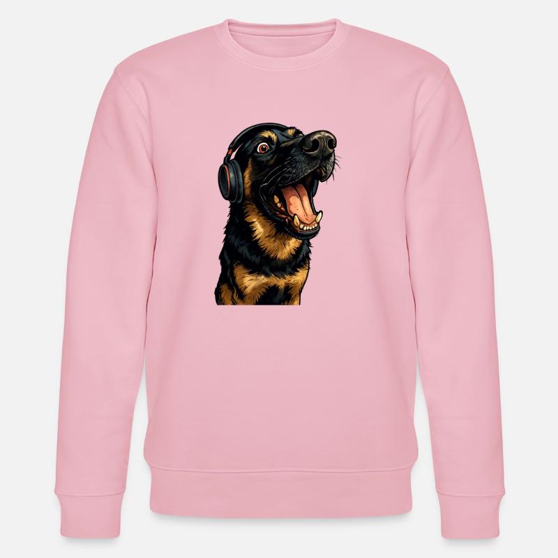 Kopfhörer-Rottweiler Portrait - Stanley/Stella Unisex Bio-Sweatshirt CHANGER  - Hellrosa