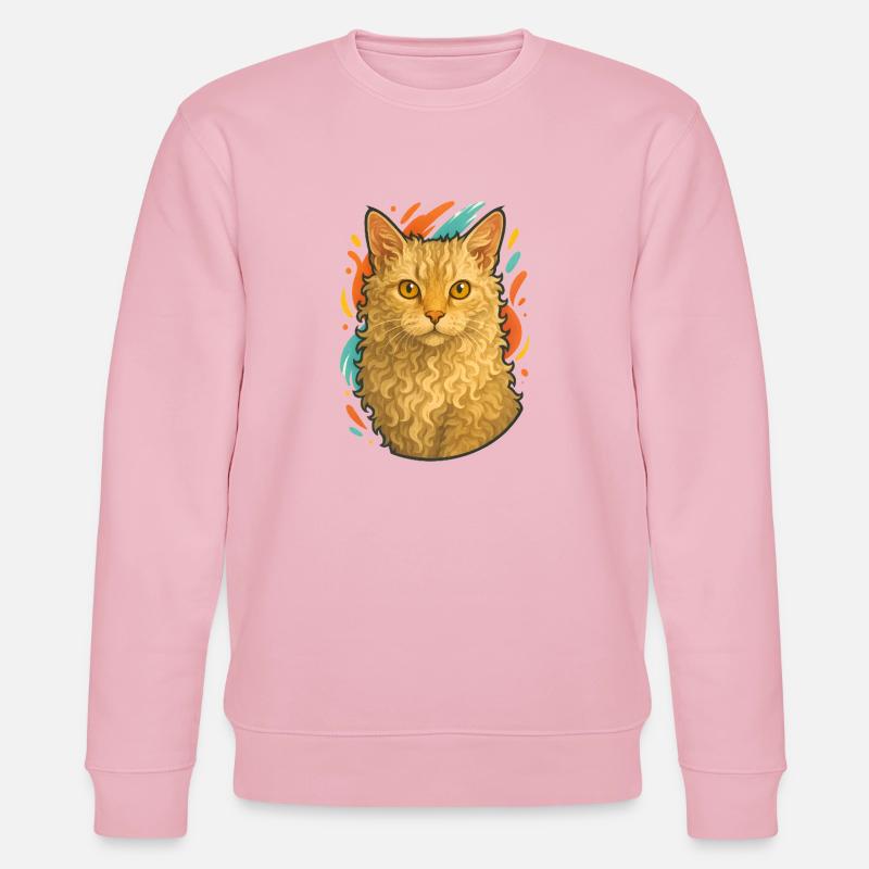 LaPerm Katze mit lebendigem Hintergrund - Stanley/Stella Unisex Bio-Sweatshirt CHANGER - Hellrosa