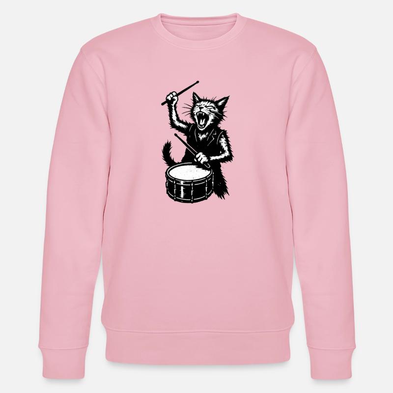 Batteur chat au rythme - Sweat bio CHANGER Stanley/Stella Unisexe - rose pâle