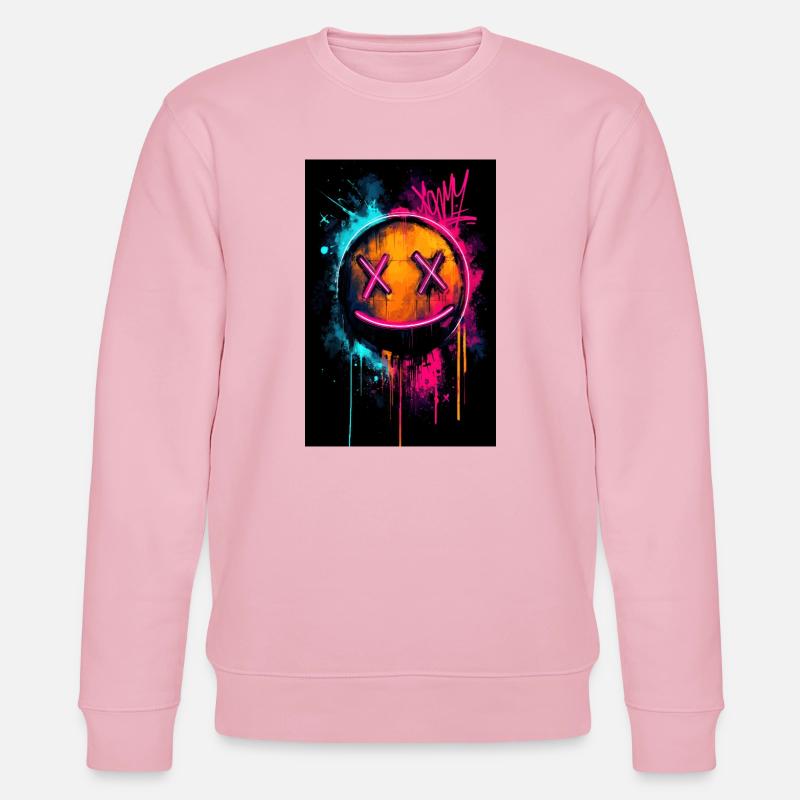 Neon-Graffiti-Smiley mit X-Augen - Stanley/Stella Unisex Bio-Sweatshirt CHANGER  - Hellrosa