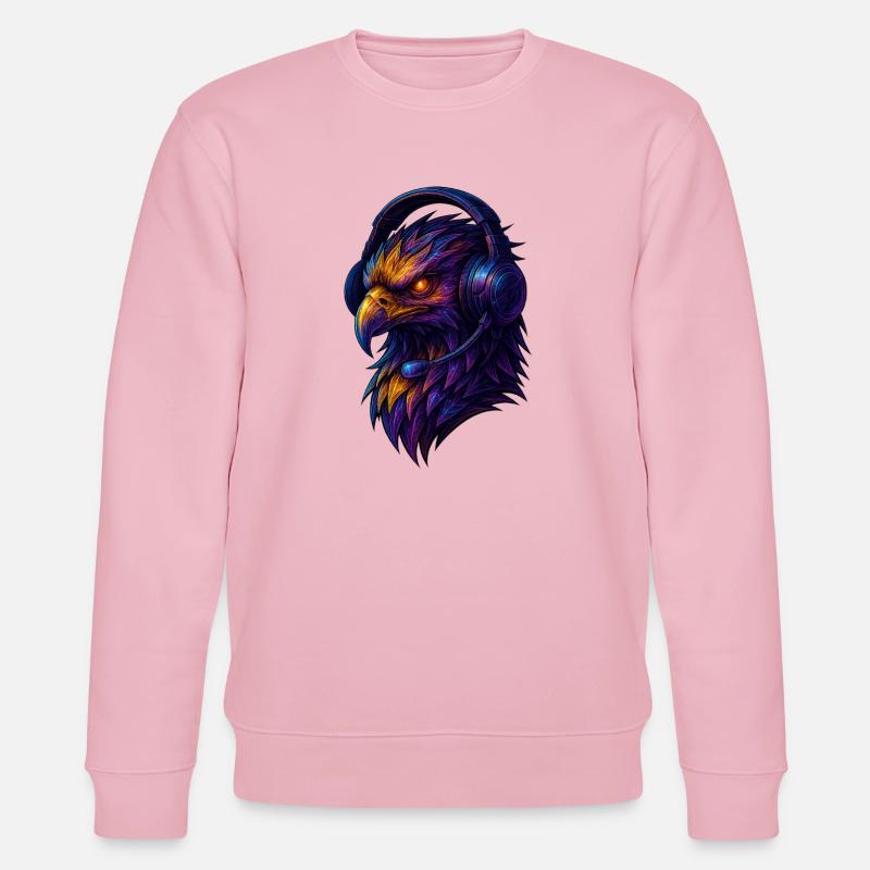 Neon eagle with headset - Stanley/Stella CHANGER Unisex Organic Sweatshirt - cotton pink