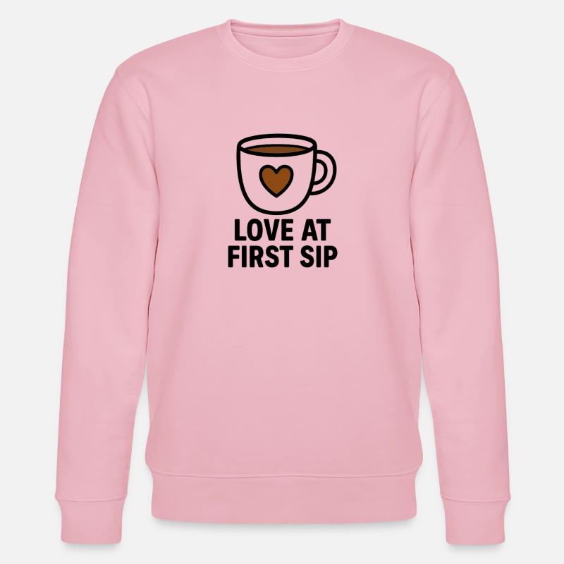 Liebe beim ersten Schluck Kaffee - Stanley/Stella Unisex Bio-Sweatshirt CHANGER  - Hellrosa