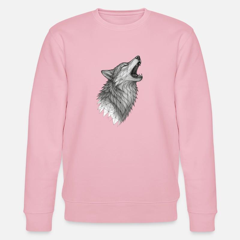 Geometric wolf head in howling - Stanley/Stella CHANGER Unisex Organic Sweatshirt - cotton pink