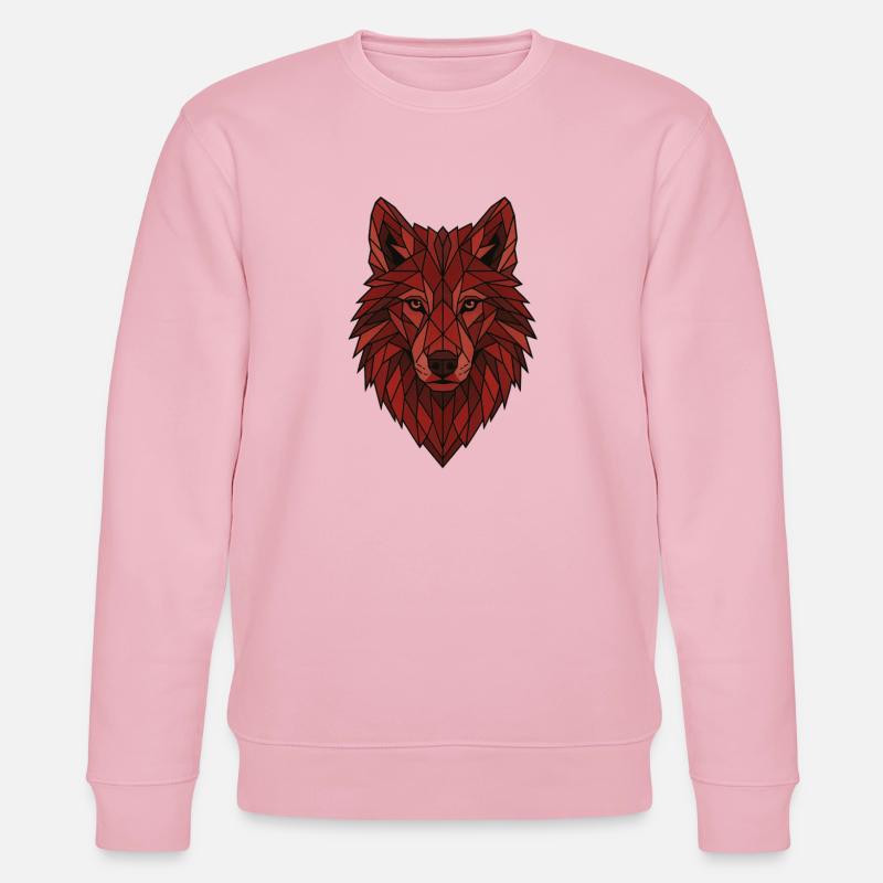 Roter Geometrischer Wolf - Stanley/Stella Unisex Bio-Sweatshirt CHANGER  - Hellrosa