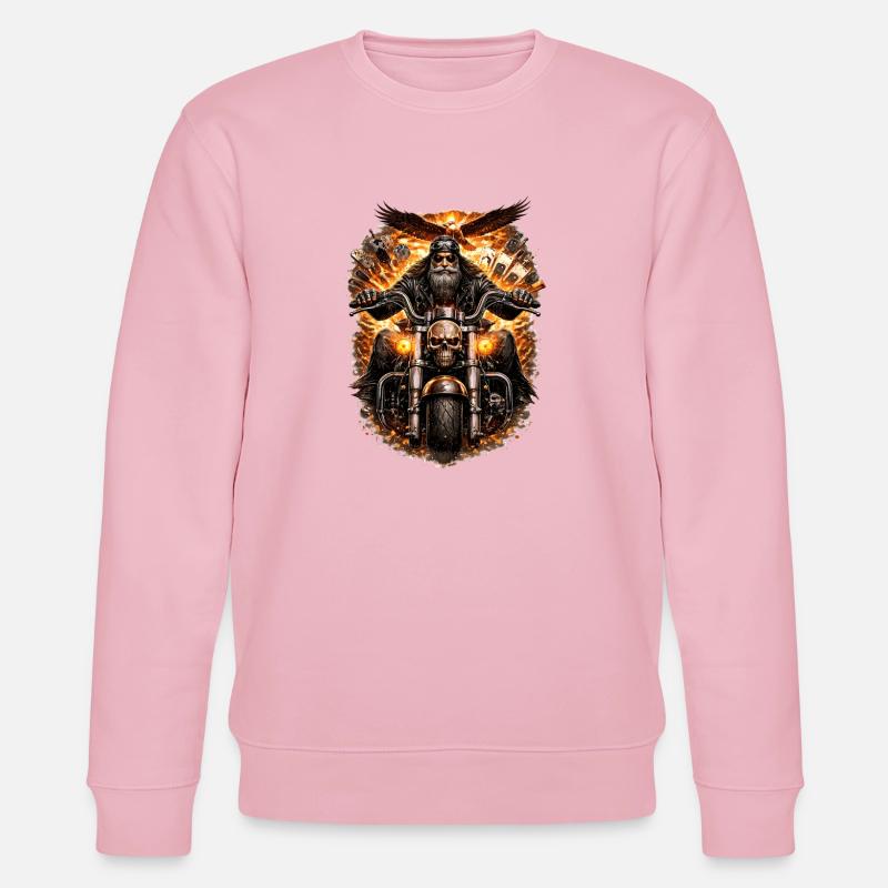 Flammender Schädel Biker - Stanley/Stella Unisex Bio-Sweatshirt CHANGER  - Hellrosa