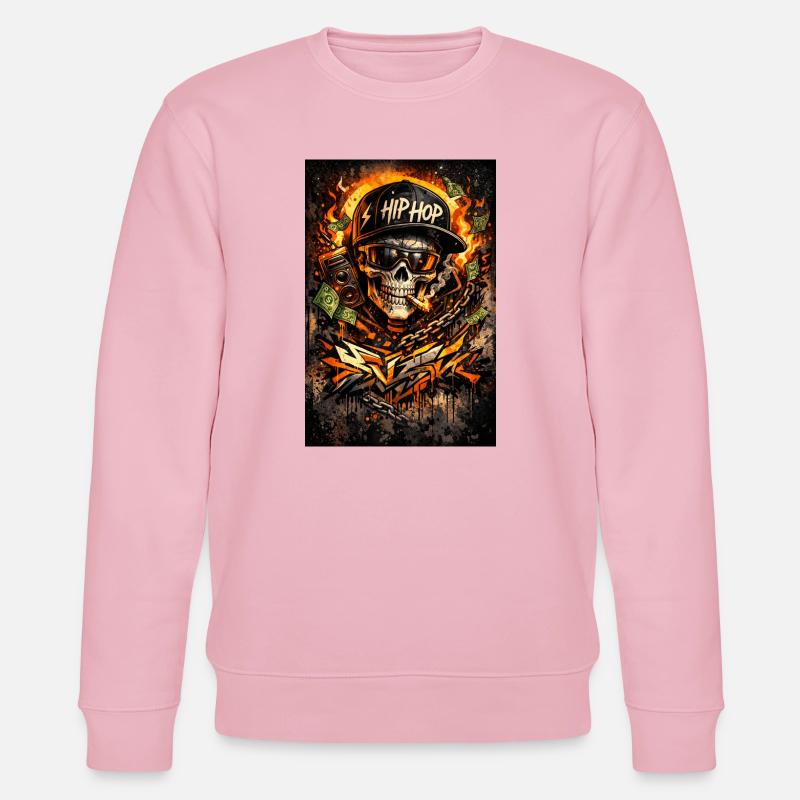 Hip Hop Fire Skull Graffiti - Sweat bio CHANGER Stanley/Stella Unisexe - rose pâle
