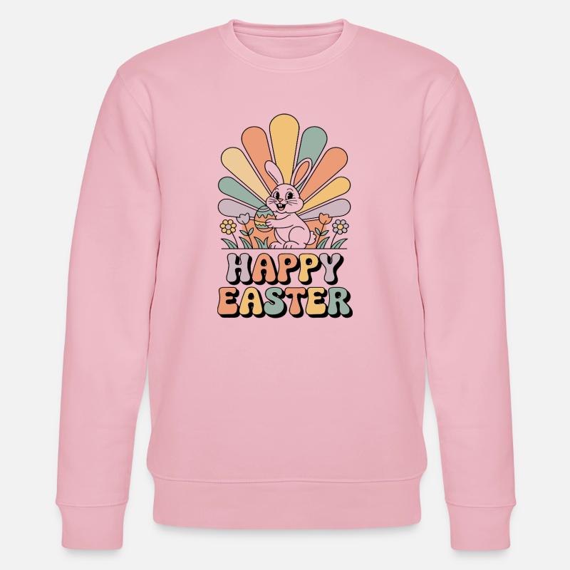 Pastel bunny in Easter rays - Stanley/Stella CHANGER Unisex Organic Sweatshirt - cotton pink