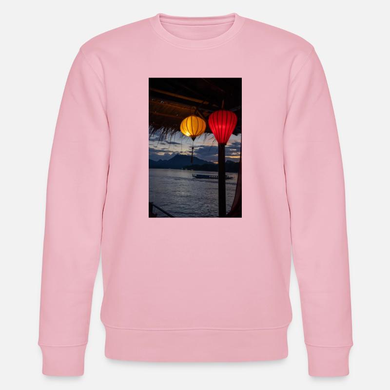 Abendliche Laternen über Wasser - Stanley/Stella Unisex Bio-Sweatshirt CHANGER  - Hellrosa