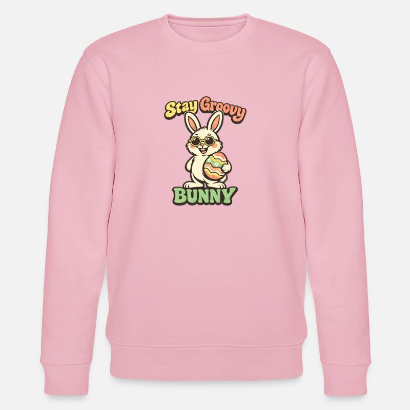 Stay Groovy Bunny Easter Easter Bunny - Stanley/Stella CHANGER Unisex Organic Sweatshirt - cotton pink