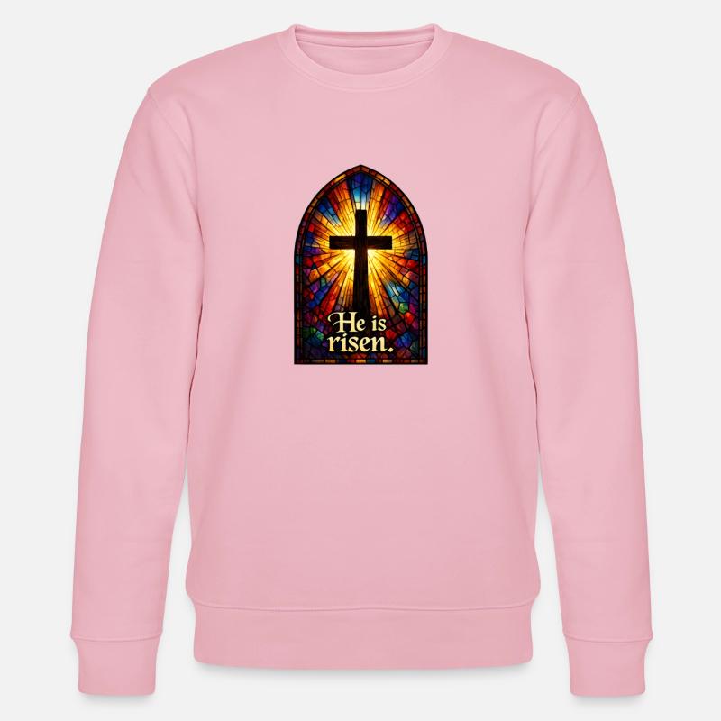 Resurrection He is Risen Easter Jesus - Stanley/Stella CHANGER Unisex Organic Sweatshirt - cotton pink