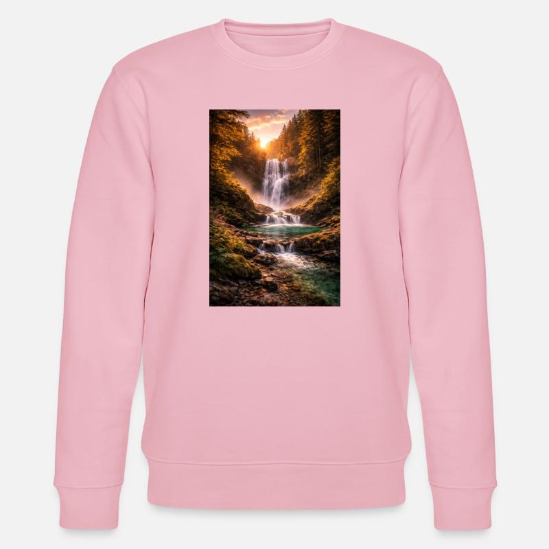 Wasserfall in der Abendsonne - Stanley/Stella Unisex Bio-Sweatshirt CHANGER  - Hellrosa