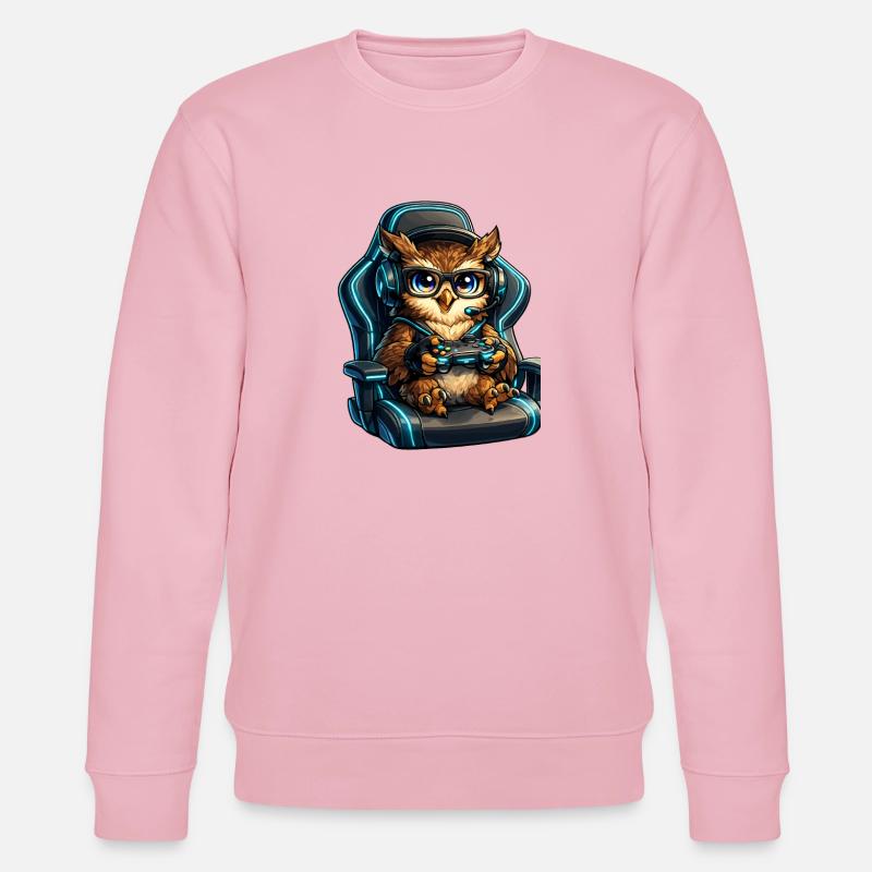 Gamer Eulenheld im Headset - Stanley/Stella Unisex Bio-Sweatshirt CHANGER  - Hellrosa