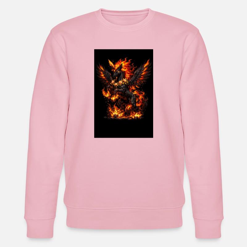 Fire Pegasus with Flower Wreath - Stanley/Stella CHANGER Unisex Organic Sweatshirt - cotton pink