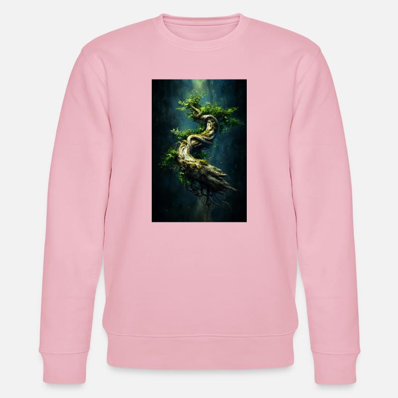 Spiral Verdant Tree in Dark Abyss - Stanley/Stella CHANGER Unisex Organic Sweatshirt - cotton pink