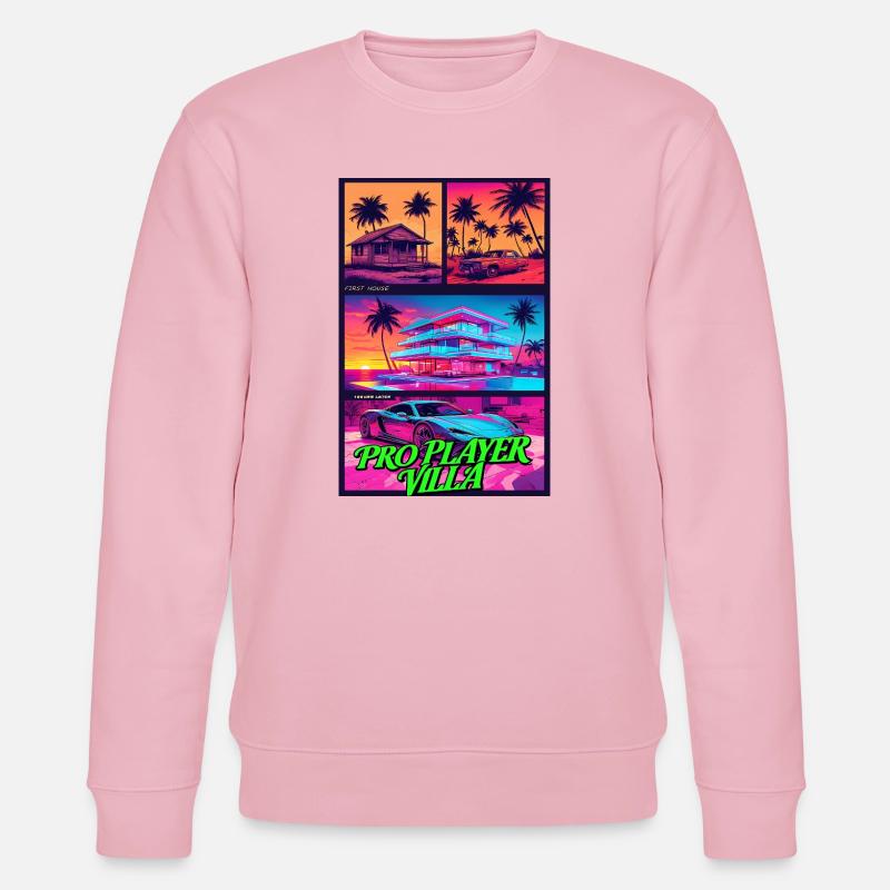 PROFISPIELER VILLA - Neon Synthwave Gaming Art - Stanley/Stella Unisex Bio-Sweatshirt CHANGER  - Hellrosa