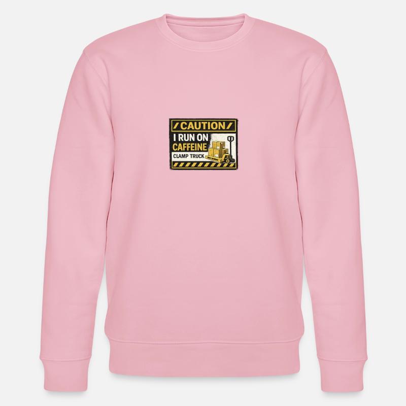 Koffeinbetriebener Gabelstapler-Patch - Stanley/Stella Unisex Bio-Sweatshirt CHANGER - Hellrosa