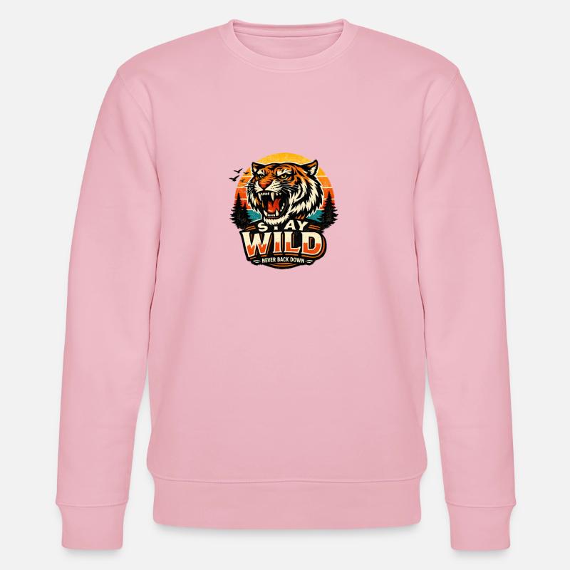 Restez sauvage, Tigre Sunset - Sweat bio CHANGER Stanley/Stella Unisexe - rose pâle