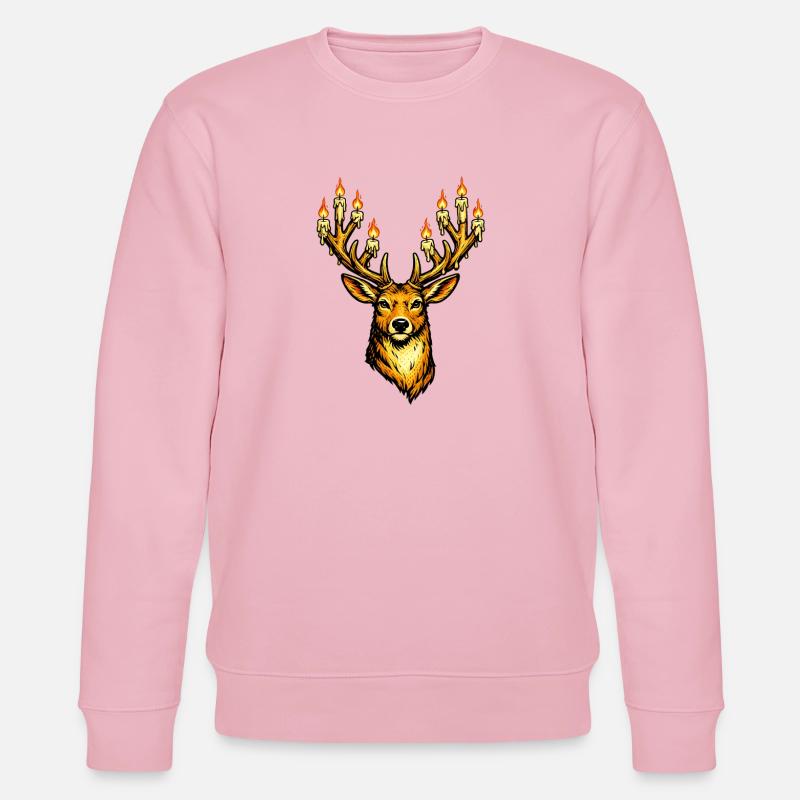 Weihnachtshirsch mit Kerzen - Stanley/Stella Unisex Bio-Sweatshirt CHANGER - Hellrosa