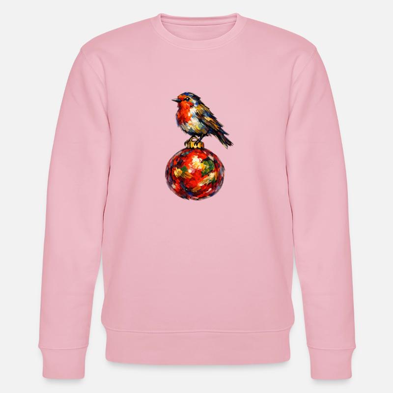 Vogel auf Weihnachtskugel . KI generiert - Stanley/Stella Unisex Bio-Sweatshirt CHANGER  - Hellrosa