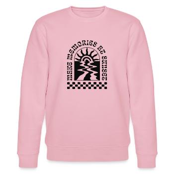 Make Memories At Sunset Retro Sonnenuntergang - Stanley/Stella CHANGER Unisex Organic Sweatshirt - cotton pink - Front - Jaron (178cm) & Liana (172cm)