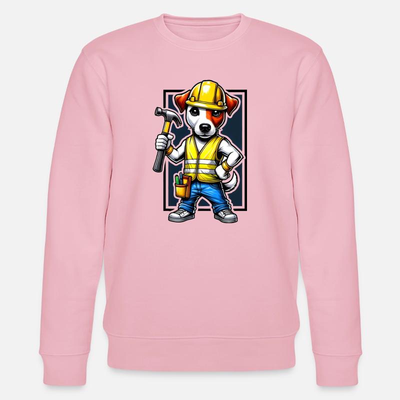 Jack Russell Terrier Bauarbeiter - Stanley/Stella Unisex Bio-Sweatshirt CHANGER  - Hellrosa