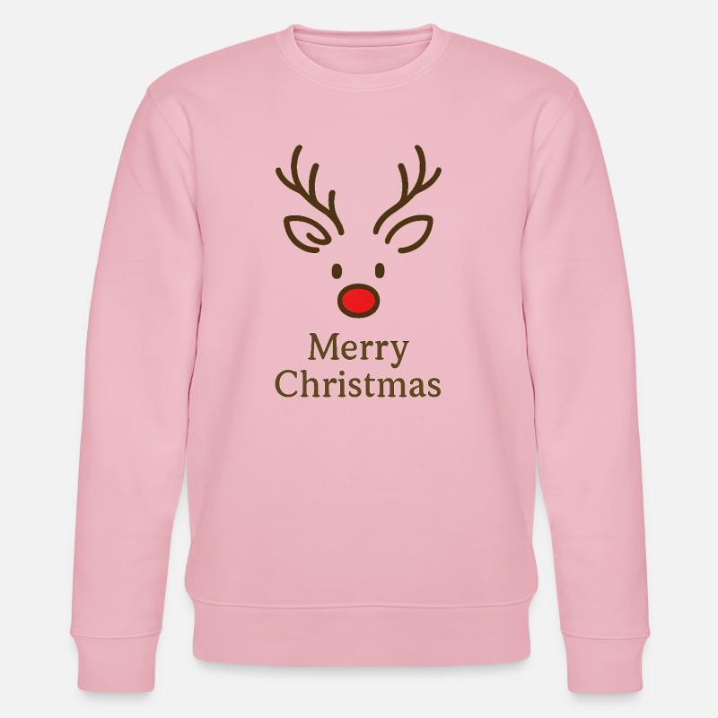 Tête de renne Joyeux Noël - Sweat bio CHANGER Stanley/Stella Unisexe - rose pâle