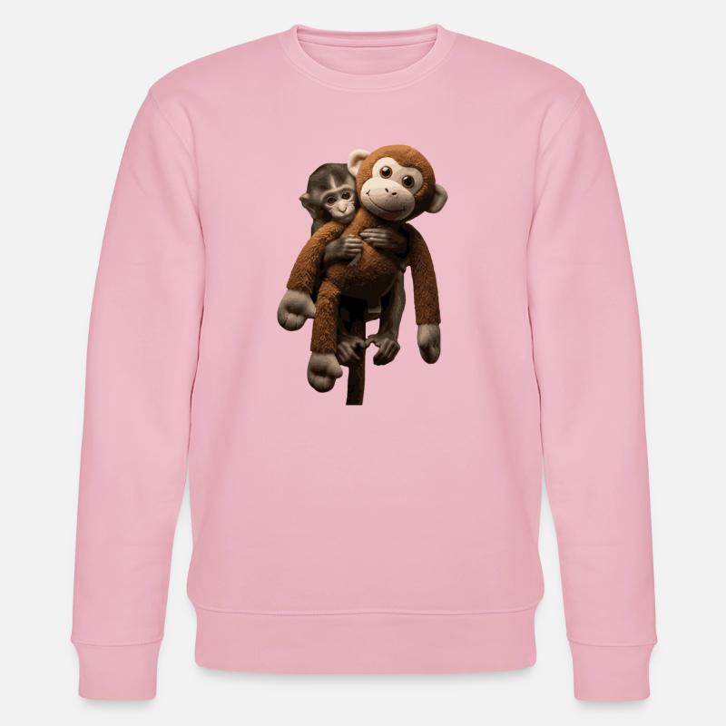 Punch der virale Affe mit Stofftier - Stanley/Stella Unisex Bio-Sweatshirt CHANGER  - Hellrosa