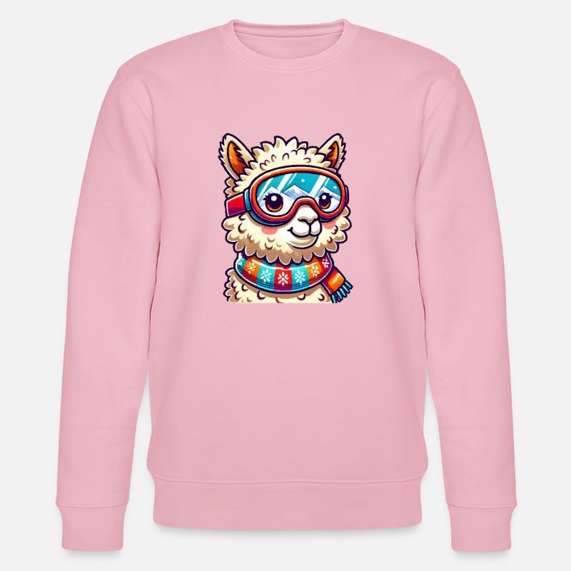 Llama Comic Ski Goggles - Stanley/Stella CHANGER Unisex Organic Sweatshirt - cotton pink