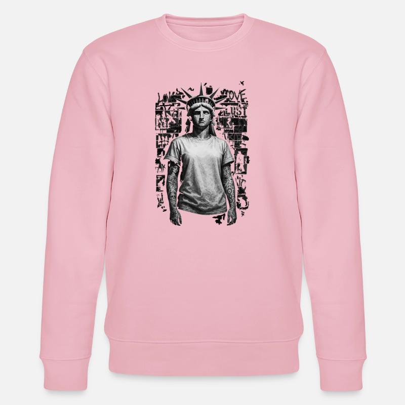 Freiheitsstatue in der Urban Graffiti Landschaft - Stanley/Stella Unisex Bio-Sweatshirt CHANGER  - Hellrosa